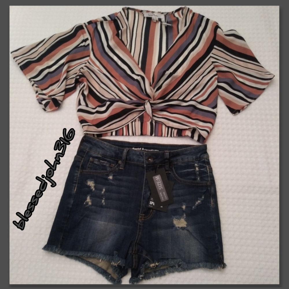 Love Tree Striped Women Blouse NWT